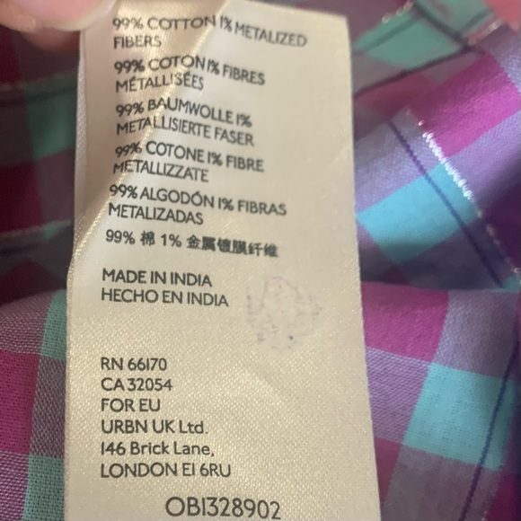 Anthropologie Pilcro Deb Shimmer Gingham Ombre Shirt Size Medium - Picture 12 of 12